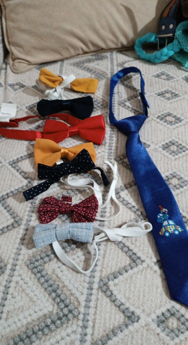 Çocuklar için Renkli Nakışlı Papyon ve Kravat - Görsel 5