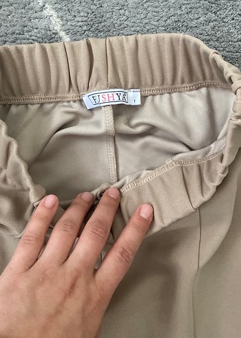 s Beden camel Renk Bej Kadın Kumaş Pantolon, Pileli, Uzun
