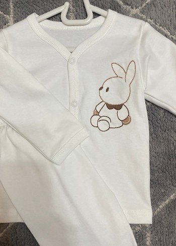 Beyaz Baskılı Bebek alt üst takım - Görsel 4