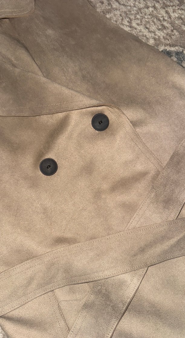 Bej Süet Kuşaklı Uzun Kadın Yelek - Görsel 3