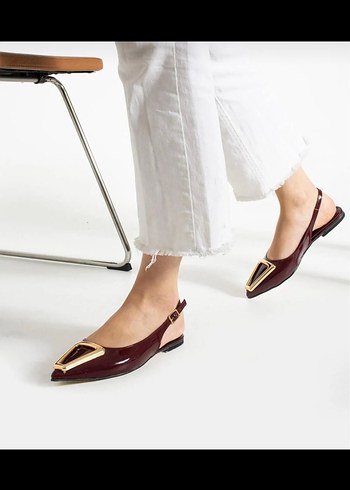 Bordo Parlak Tokalı Babet - Görsel 3