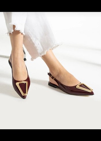 Bordo Parlak Tokalı Babet - Görsel 2