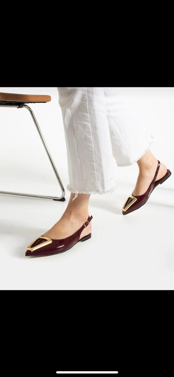 Bordo Parlak Tokalı Babet - Görsel 3