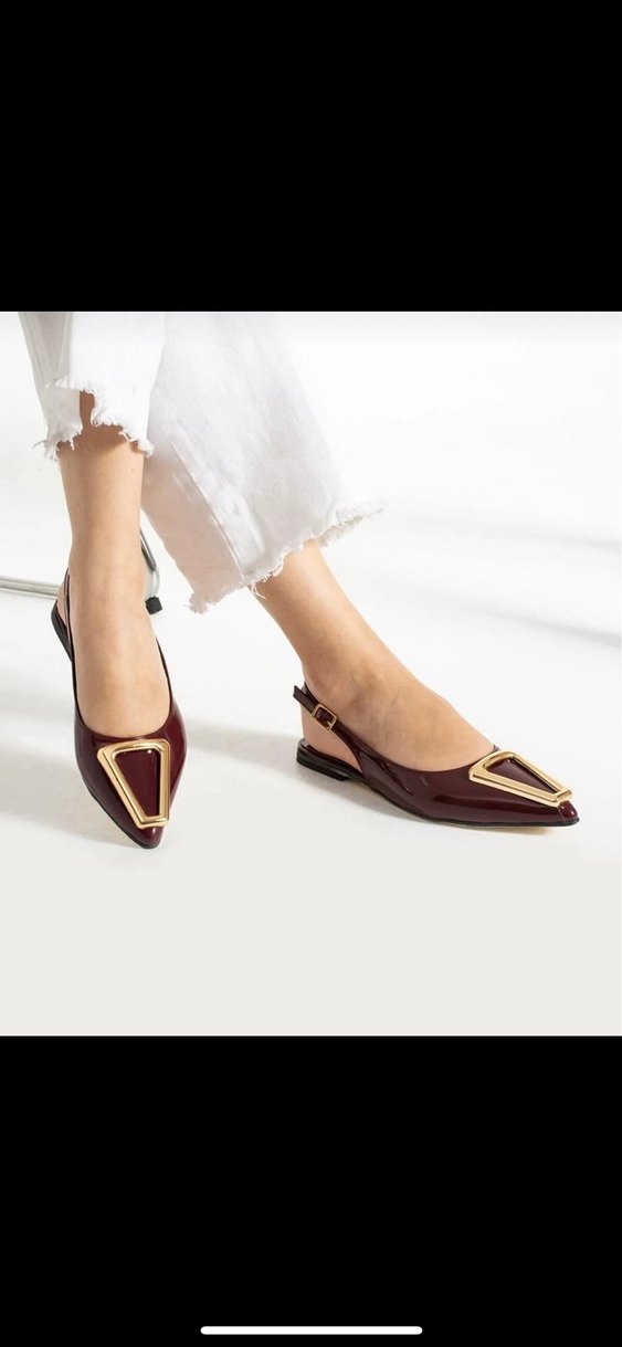 Bordo Parlak Tokalı Babet - Görsel 2