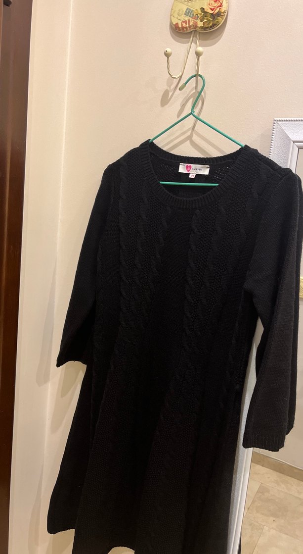 Siyah Triko Midi Elbise - Görsel 2