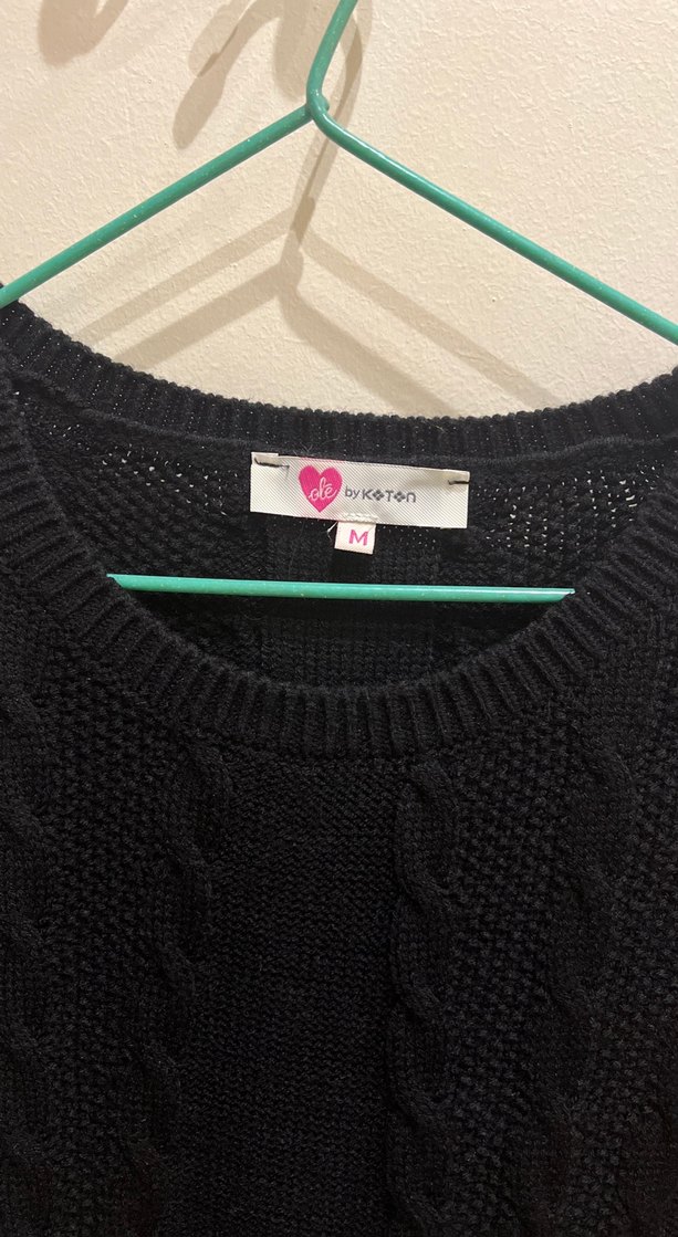 Siyah Triko Midi Elbise - Görsel 5