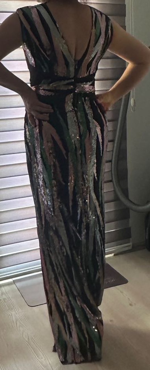 Çok Renkli Uzun Abiye Elbise - Görsel 3