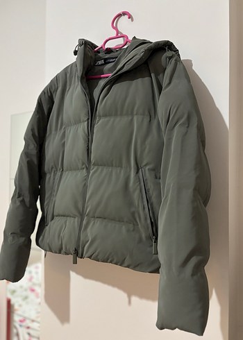 Zara Yeşil  Kısa Kadın Kış Montu - Görsel 4