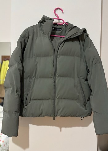 Zara Yeşil  Kısa Kadın Kış Montu - Görsel 3
