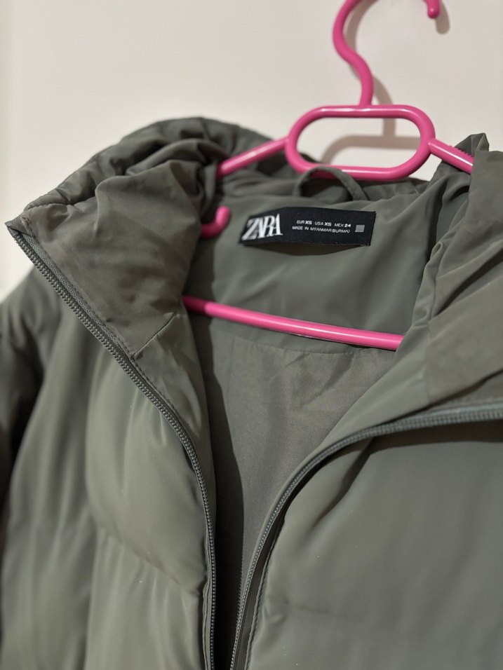 Zara Yeşil  Kısa Kadın Kış Montu - Görsel 2