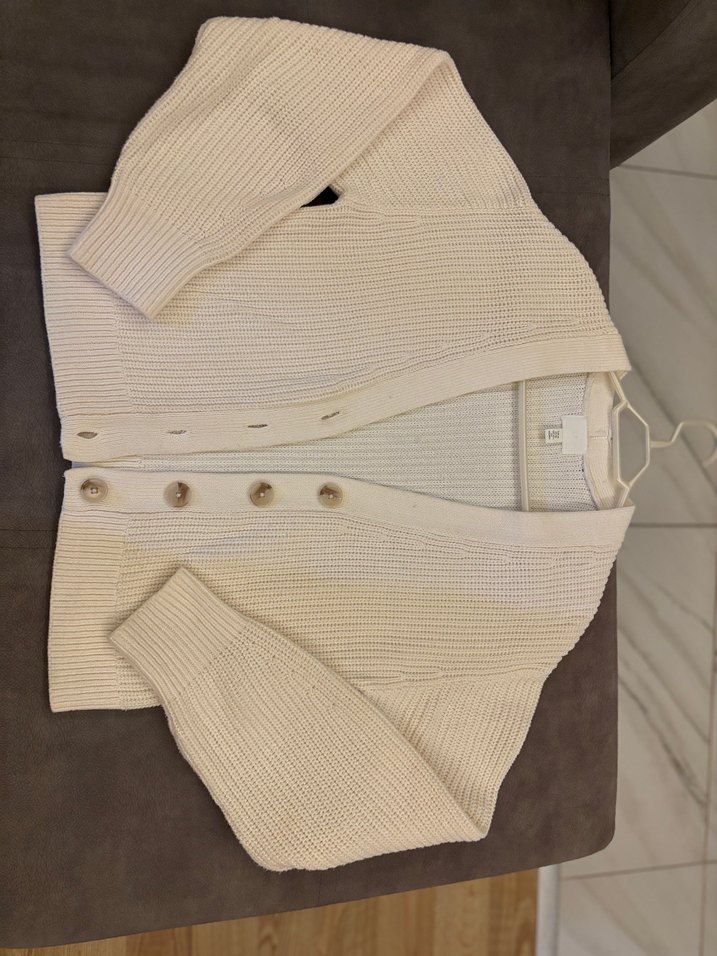 H&M Beyaz Triko Kadın Hırka - Görsel 3