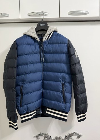 Mavi Siyah Fermuarlı Erkek Mont - Görsel 2