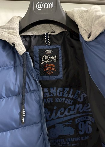 Mavi Siyah Fermuarlı Erkek Mont - Görsel 4