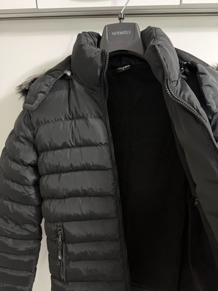 Kürk Detaylı Siyah Erkek Mont - Görsel 2