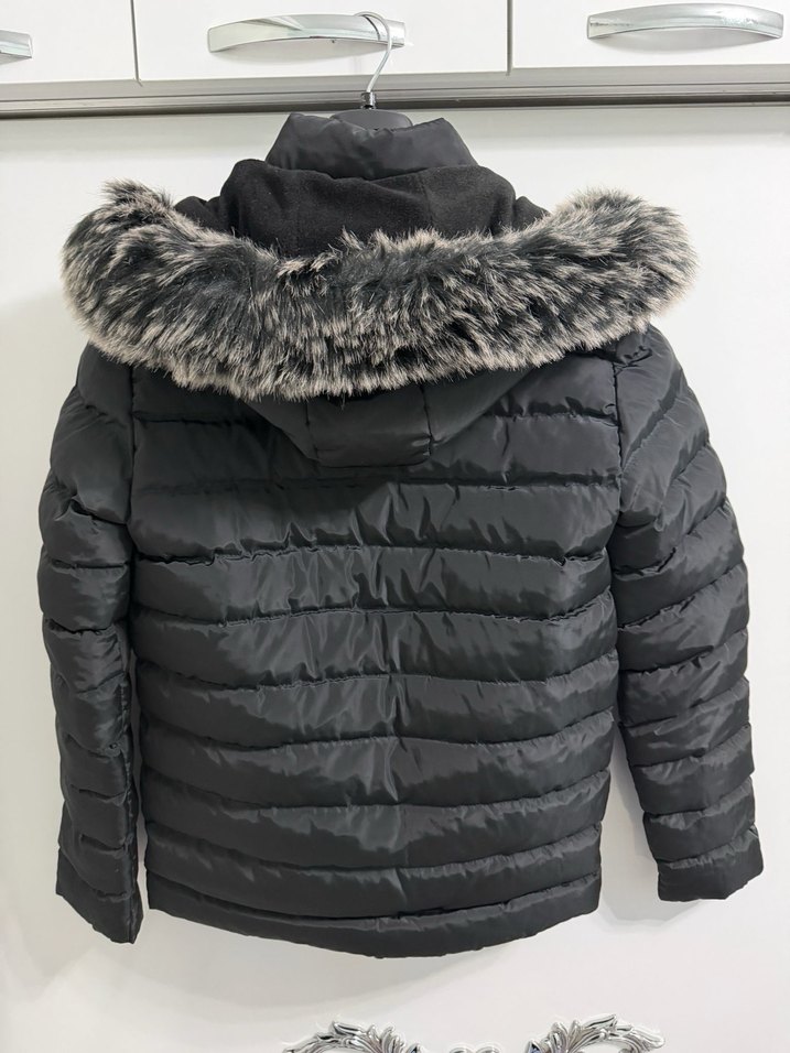 Kürk Detaylı Siyah Erkek Mont - Görsel 5