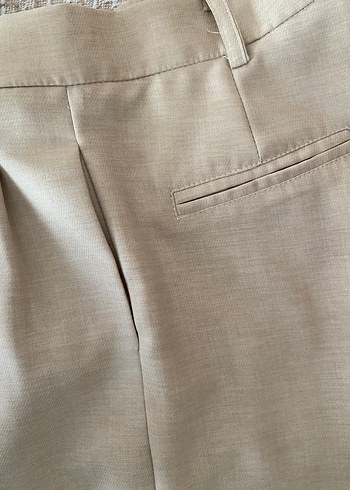 Bej Normal Boy Kadın Keten Kumaş Pantolon - Görsel 4