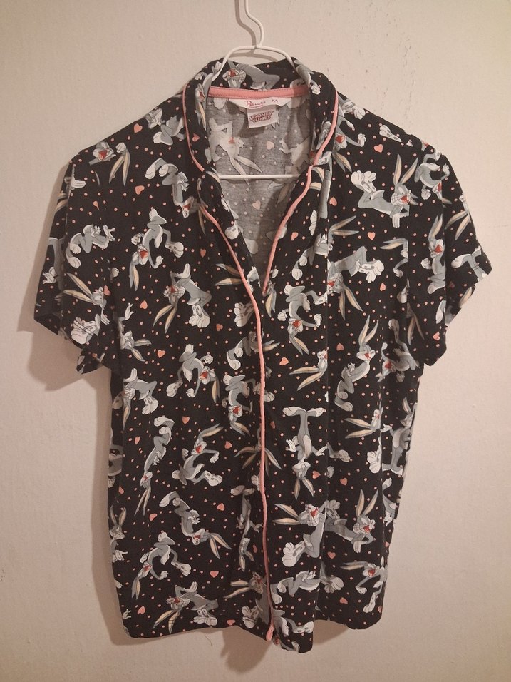 Pastel Tavşanlı Siyah Kısa Kollu pijama — görsel 2/5