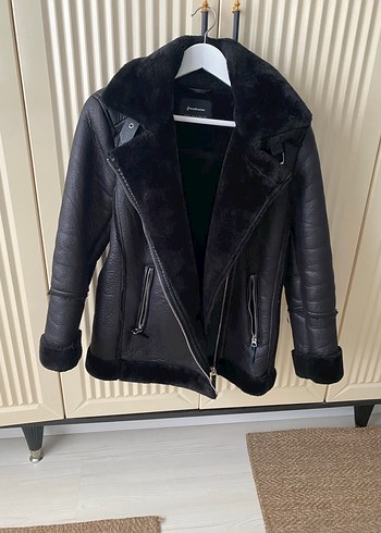 s Beden Stradivarius Siyah Deri Biker Ceket