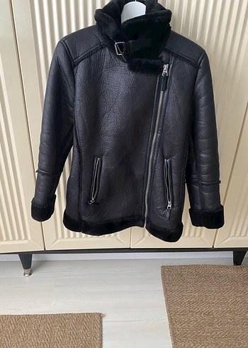 s Beden siyah Renk Stradivarius Siyah Deri Biker Ceket