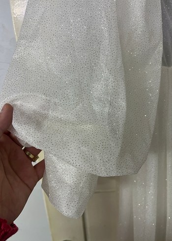 Dantel Detaylı Uzun Beyaz Kadın Elbise - Görsel 3