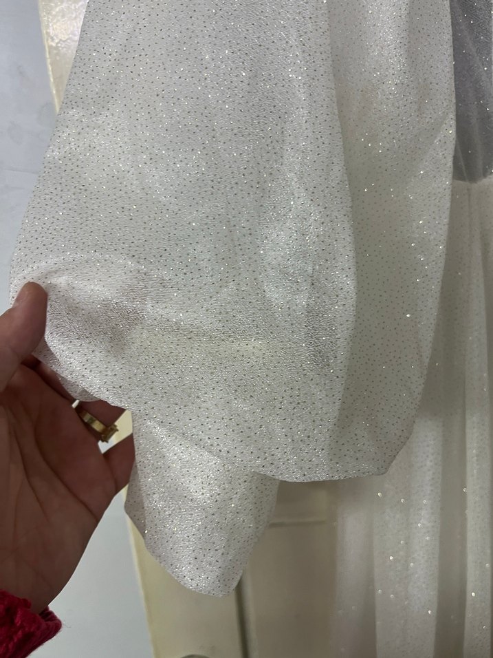 Dantel Detaylı Uzun Beyaz Kadın Elbise - Görsel 3