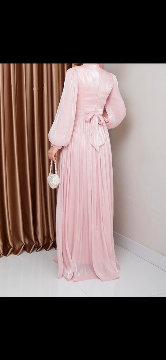 Pudra Pileli Bohem Uzun Elbise - Görsel 3