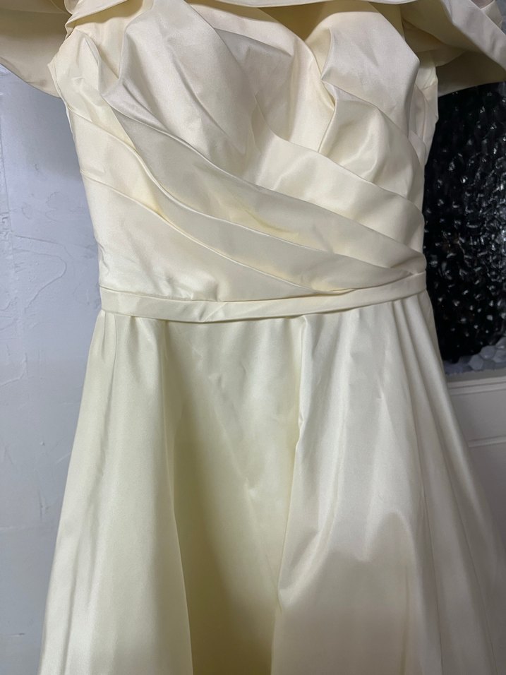 Drapeli Straplez Beyaz Uzun Abiye Elbise - Görsel 3