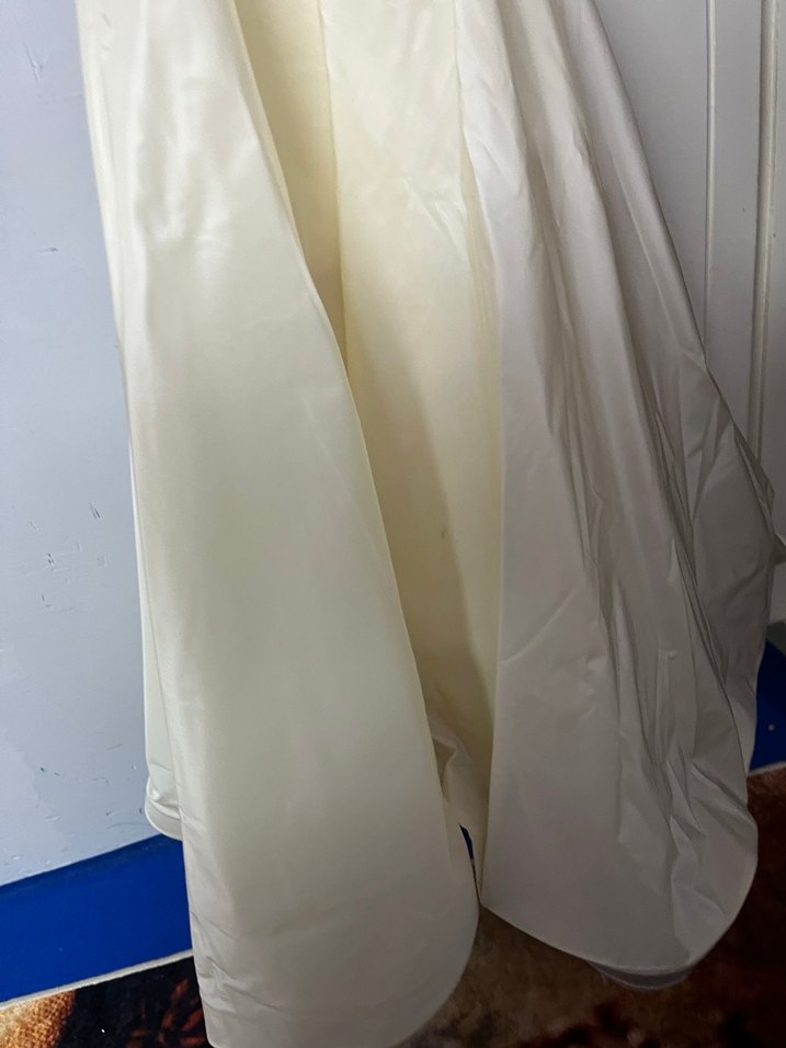 Drapeli Straplez Beyaz Uzun Abiye Elbise - Görsel 4