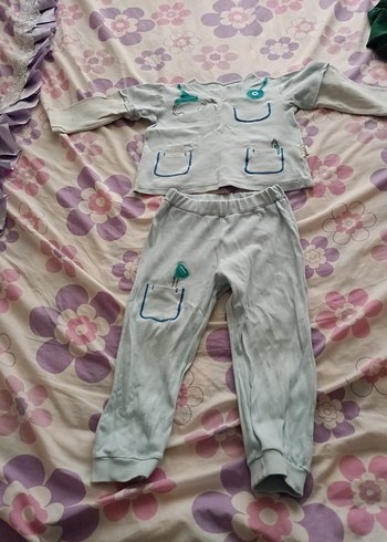 3 Yaş Beden Gri Bebek Uzun Kollu Düğmeli Takım