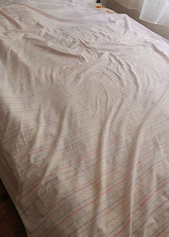 Pastel Çizgili Beyaz çarşaf - Görsel 3