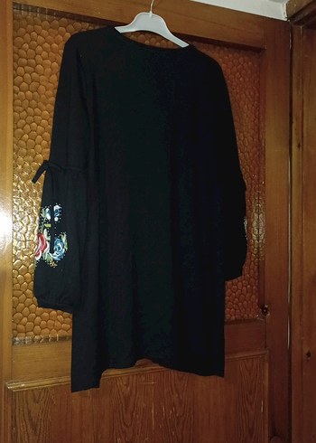 Nakışlı Siyah Bohem Uzun Kollu Tunik - Görsel 3