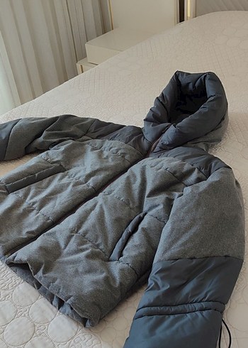 Kadın gri mont bol kesim 36-38 beden - Görsel 3