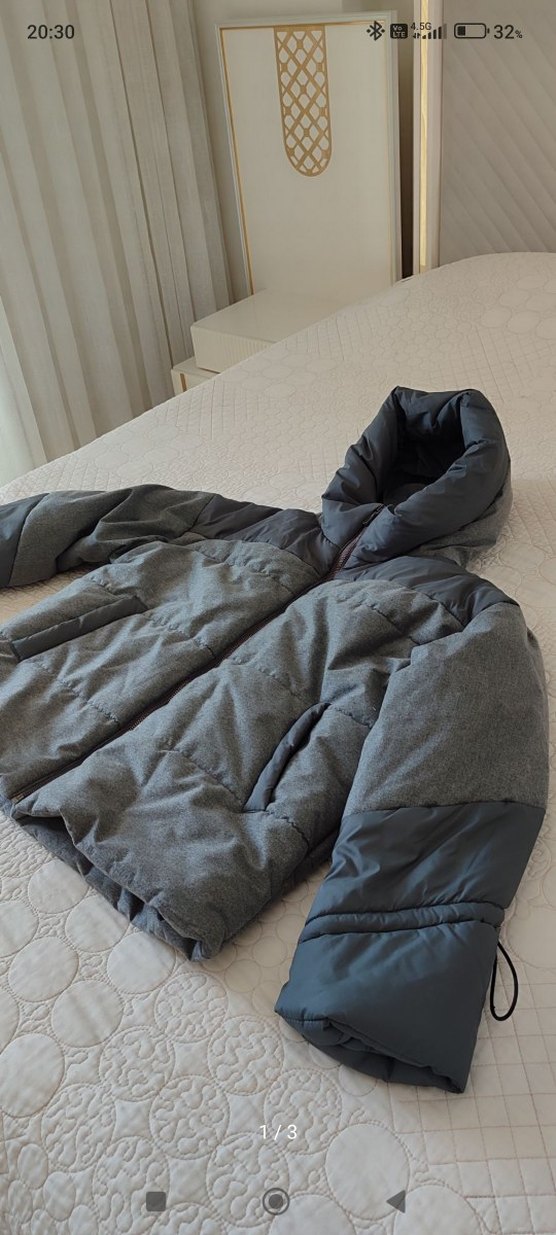 Kadın gri mont bol kesim 36-38 beden - Görsel 3