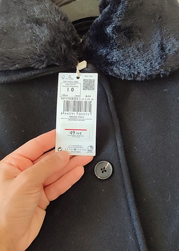 Mango siyah Yünlü Kaban, Düğmeli, Cepli - Görsel 4