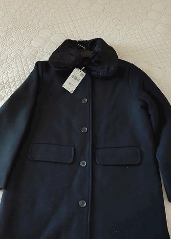 Mango siyah Yünlü Kaban, Düğmeli, Cepli - Görsel 2