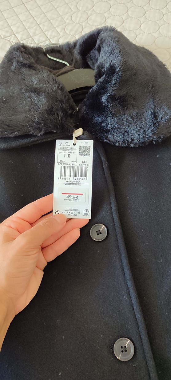 Mango siyah Yünlü Kaban, Düğmeli, Cepli - Görsel 4