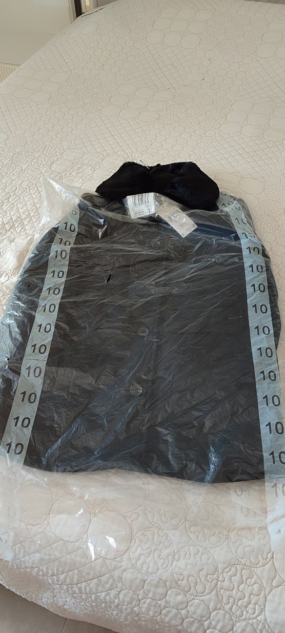 Mango siyah Yünlü Kaban, Düğmeli, Cepli - Görsel 3