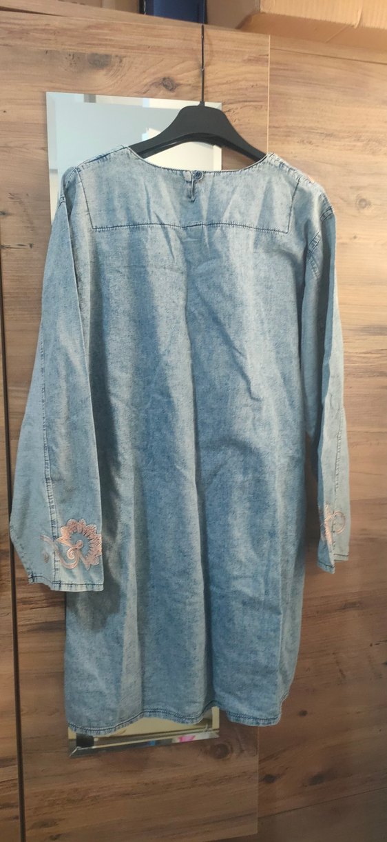 Bohem Uzun Kollu Düğmeli Denim Tunik - Görsel 2