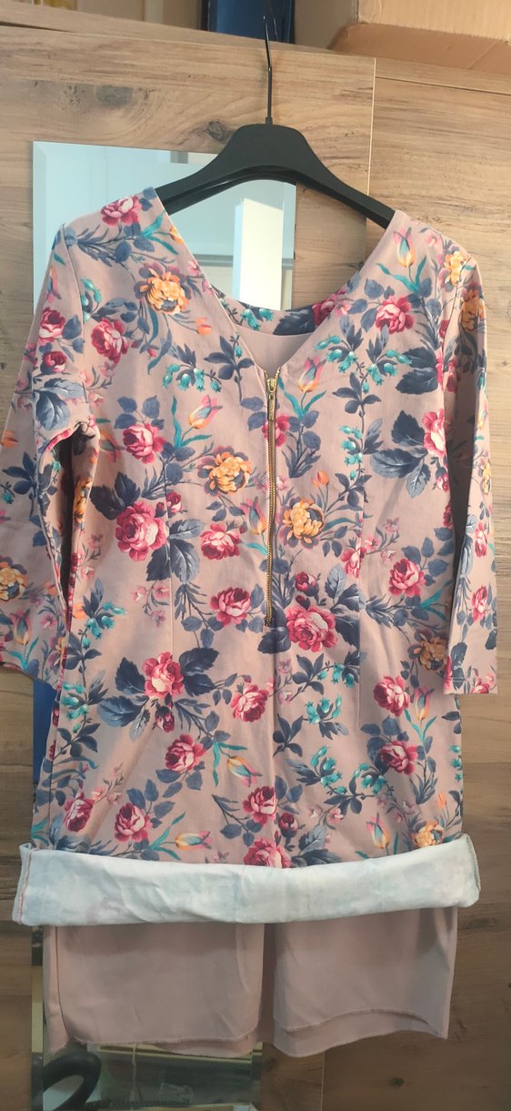 Bej Çiçek Desenli Uzun Kollu Bohem Tunik - Görsel 3