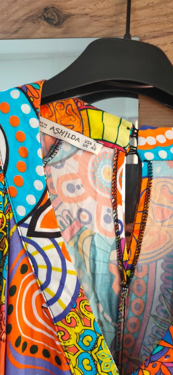 Renkli Bohem Desenli Uzun Elbise - Görsel 4