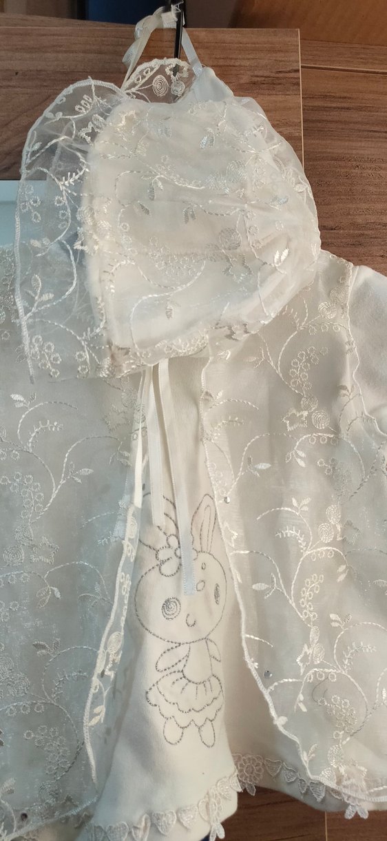 Kız Çocuk Beyaz Nakışlı Uzun Kollu Elbise - Görsel 4