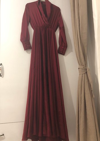m Beden bordo Renk Bordo uzun kollu uzun elbise