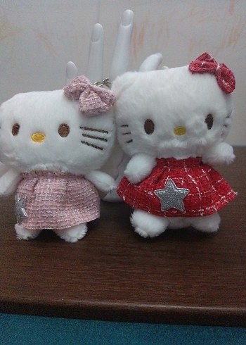 Hello Kitty Renkli Pembe Kedi Peluş Anahtarlık