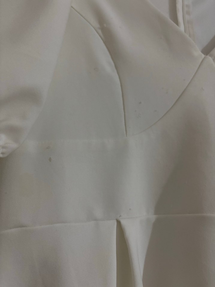 Beyaz V Yaka Midi Mini Elbise - Görsel 3