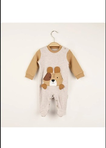 Kahverengi ve Gri Erkek Bebek Örme Tulum - Görsel 3