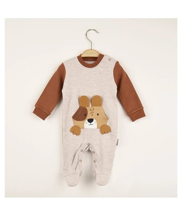 Kahverengi ve Gri Erkek Bebek Örme Tulum - Görsel 2