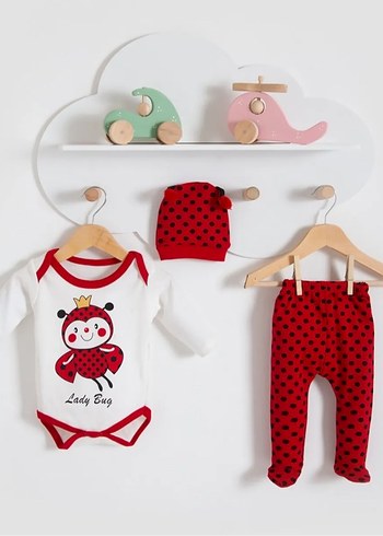 Uzun Kollu Renkli Uğur Böceği Desenli Bebek Body - Görsel 2