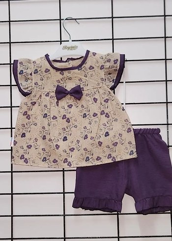 Mor Fiyonklu Bebek Kız Takımı - Görsel 2
