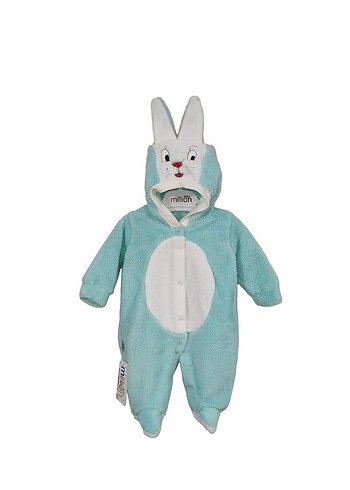 Turkuaz Nakışlı Peluş Bebek Tulumu - Görsel 2