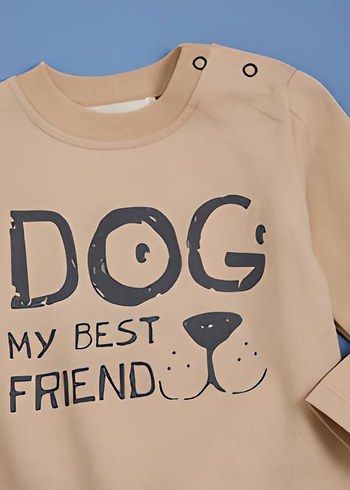 Kahverengi Peluş Kapüşonlu Bebek Erkek Takımı - Görsel 5